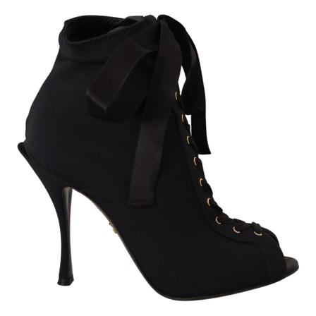 Dolce & Gabbana Lace-Up Ankle Heeled Laarzen , Zwart , Dames , Maat: 40 EU High heels