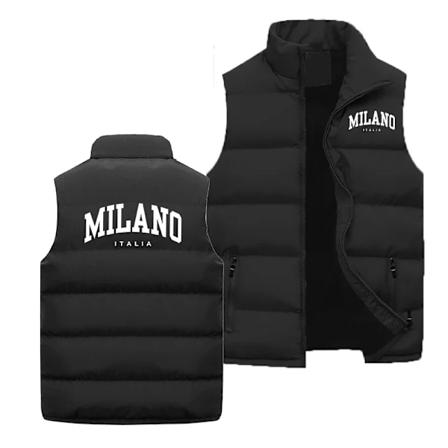 Oudoor Herrarnas Lyxig Varm Vindtät Sportdunjacka Milano-Tryck Vattentät Vandringsväst Black 02 Size XXL