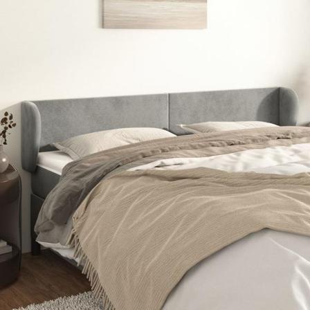 Vidaxl Huvudgavel Med Kanter Ljusgrå 203x23x78/88 Cm Sammet Grå