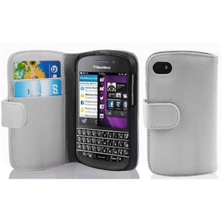 Coque för Blackberry Q10 Etui i ALBÄSTRÄTT VIT Hylsa Skydd i strukturerad konstläder fack