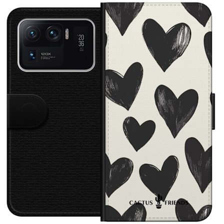 Kompatibelt Lommeboketui til Xiaomi Xiaomi Mi 11 Ultra Cactus and Friends - Bold Black Love Pattern