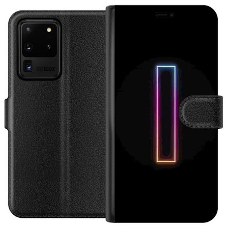 Kompatibel Tegnebogsetui til Samsung Samsung Galaxy S20 Ultra Minimalistisk neonbogstav I i regnbuefarver mod mørk baggrund