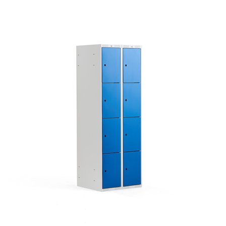 Schließfachschrank CLASSIC, 2 Module/4 Türen, 1740 x 600 x 550 mm, blau