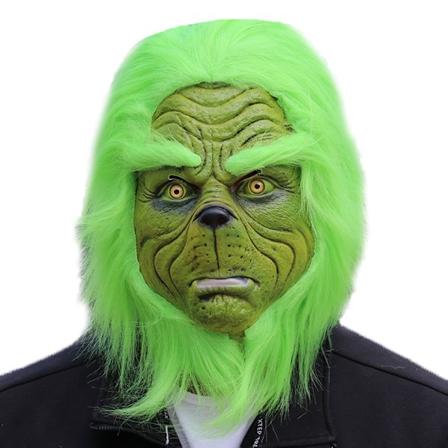 Grön Monstermask med Hatt Juldräkt Söt Kvinnor Män Juldräkt Cosplay Mask Latex Cosplay Mask Huvudbonad Trädgård Gräsmatta Festrekvisita