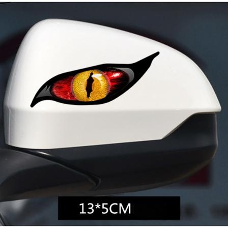 2 paria Evil Eyes -silmäparia vihreässä vinyylissä auto- ja moottoripyöräkypärän tarra
