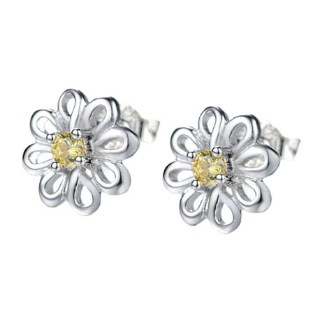 Daisy örhängen för kvinnor flickor 925 Sterling Silver Cubic Zirconia