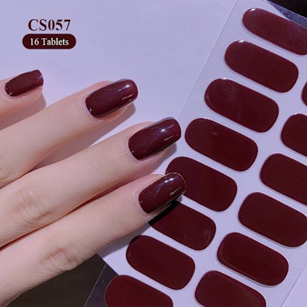 16 Tips Vinröda Nagelstickers Långvariga Enfärgade Hela Nagelomslag Självhäftande Slider Nagelkonst DIY Stickers Manikyrdekor