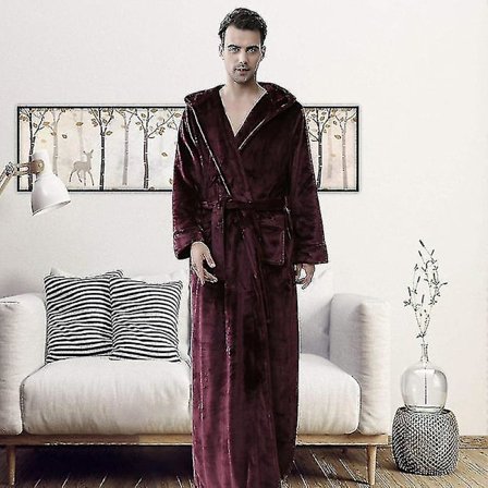 Dam & Herr Vinter Plus Size Flanellrock Extra Lång Huva Varm Morgonrock Par Tjock Kimono Badrock Man Morgonrock Robes Kvinna Grå XL