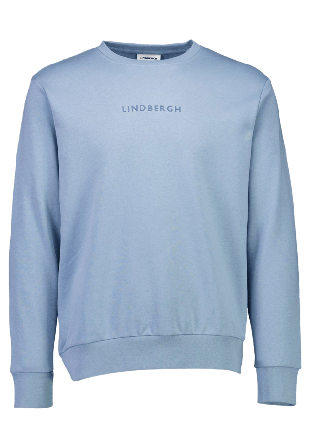 Lindbergh Logo Chest Print O-Neck Sweat Hoodies & sweatshirts Herr Blå S