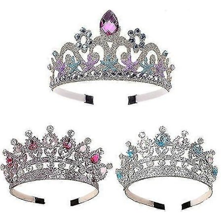 3 stk. Prinsessekrone, Prinsessekroner til piger, Børne Prinsesse Tiara Krone, Prinsesse Guld Krone Tiara, Glitrende Krone Hårbøjle, Til Piger Børne 