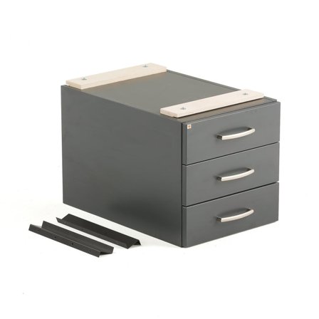 Drawer unit CARGO, 3 drawers, 400x400x600 mm, grey