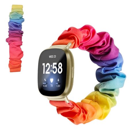 Fitbit Versa 3 / Sense hair band fabric klockarmband - Rainbow