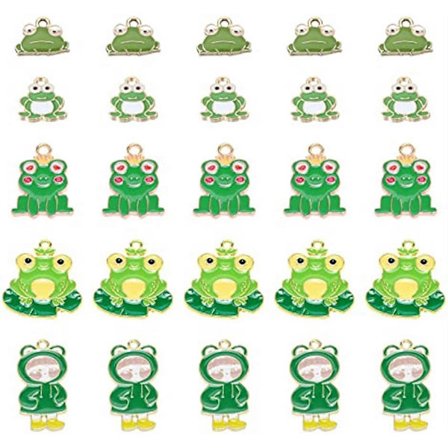 30 st 5-stilar Emalj Groda Berlocker Metall Djur Hängande Berlocker Grön Groda Smycken Berlocker