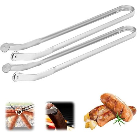2 stk. BBQ-pølsevender-tænger, pølsevender-tænger, BBQ-pølsevender til