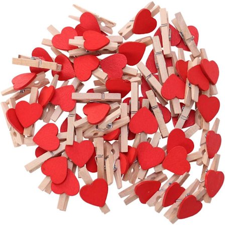 50 stk. hjerteformede miniklesklyper i tre for fotoalbum