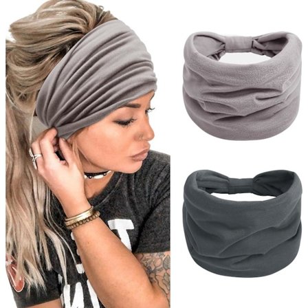 Hodebånd for kvinner, bredt pannebånd, boho hårbånd for voksne kvinner, damer sport pannebånd, yoga hodeplagg (grå)