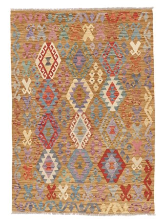 Ruční Tkaní Kelim Afghán Old Style Koberec 123X176 Vlněný Hnědá/Oranžová Malý
