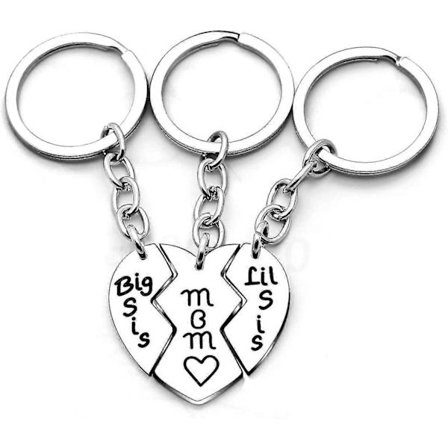 3 st Nyckelringar för Mor och Dotter - Mamma Stor Syster Liten Syster Kärlek Hjärtformad Hänge Present