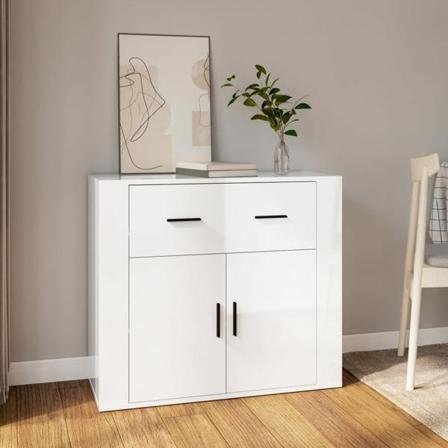Vidaxl Förvaringsskåp Vit Högglans 80x33x70 Cm Konstruerat Trä Vit