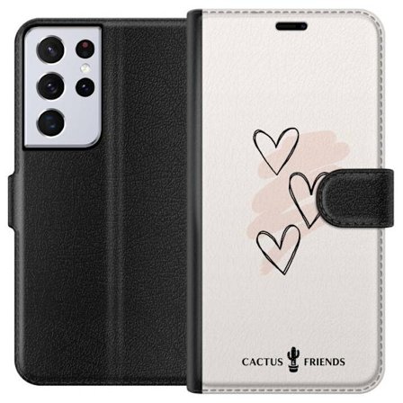 Kompatibelt Lommeboketui til Samsung Samsung Galaxy S21 Ultra 5G Cactus and Friends - Soft Romance Sketch