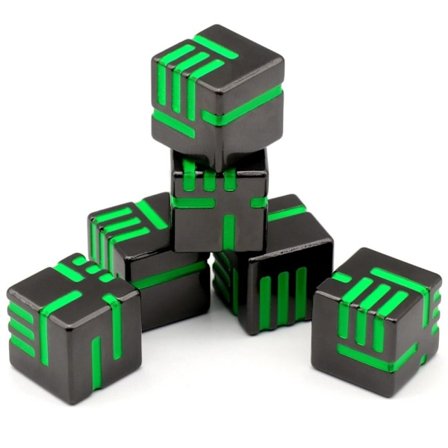 D6 metallinen set 6-puolinen noppa VIHREÄ