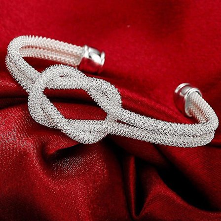 925 Sølv Twisted Knot Manschet Armbånd Kvinder Smykker