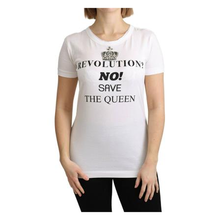 Dolce & Gabbana The Queen Crystal Crewneck T-shirt Hvid, Dame T-shirts
