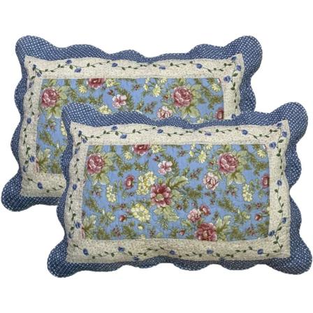 IC 2-delt Boho bomuld quiltet pudebetræk Blomsterprint patchwork pudebetræk sæt, standardstørrelse (516, 20"x28"")"