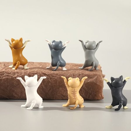 6 Dansende Katter Håndlagde Tegneserier Rundt Sjarmerende Kattunge