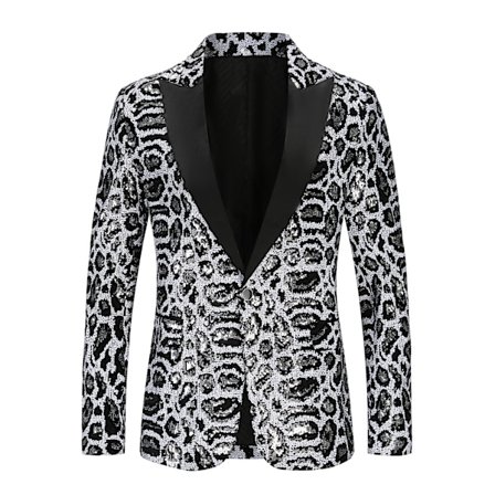 Män Shiny Paljettkavaj Printed jacka