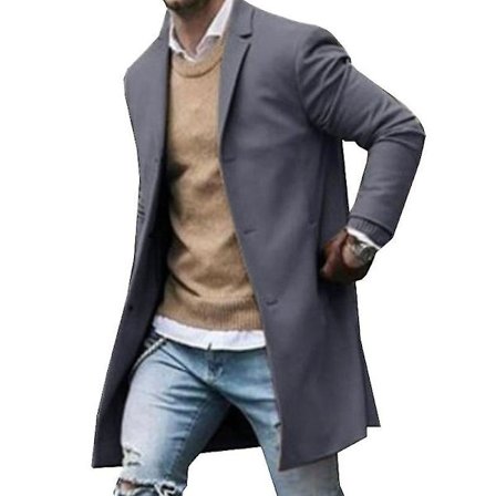 Herr Vinter Formell Trenchcoat Överrock Lång Jacka Ytterkläder