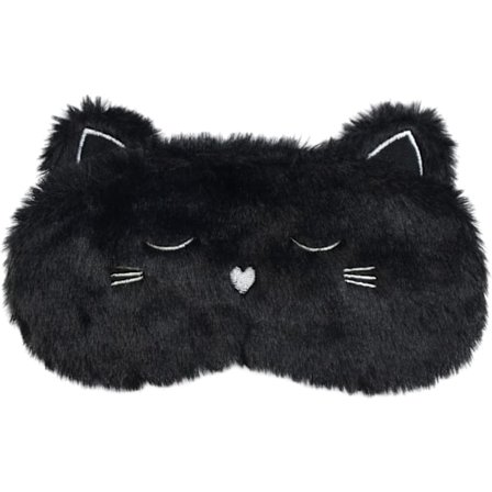 Sød Sovemaske, Sort Kat Blød Plysset Fluffy Sovemaske Sjove Tegneserie Killinger Blindfold Nyhed Øjenmaske Øjenskygge til Børn