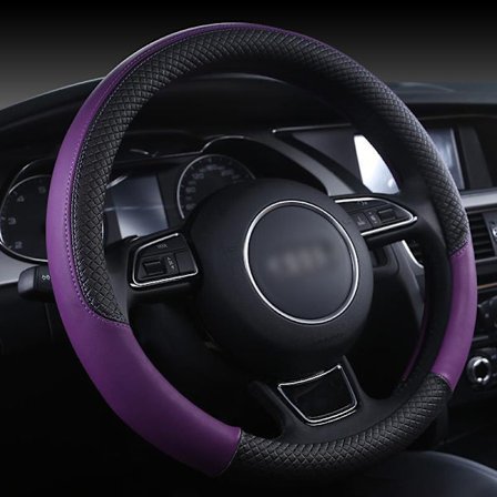 (Lila) Läder Sport Bilstyrskydd Halkfritt rattfläta för Audi A1 8X A2 A3 A4 A5 A6 Avant Interiördetaljer