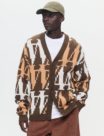 WOOD WOOD Wwleo Os Bit Cardigan - Brown - XL