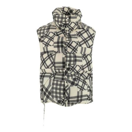 Khrisjoy Oversize waistJas made of technical fabric Check pattern Padded High collar Hidden hood on collar Sleeveless Slit side pockets Logo 