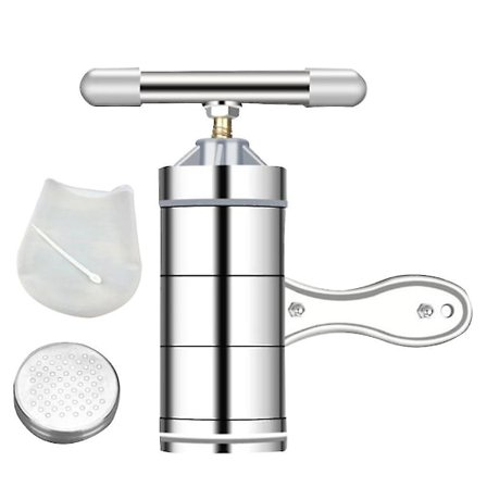 Husholdnings Nudelmaskine Rustfrit Stål Nudelpresse Maskine Køkken Manuel Nudel Værktøj (sølv, 1 stk. Form, 1 stk. Æltepose)