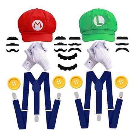Halloween-roolileikkitarvikesetti Mario- ja Luigi-aikuisten asuihin - Hauskat pariskunta-asut, Super Bros