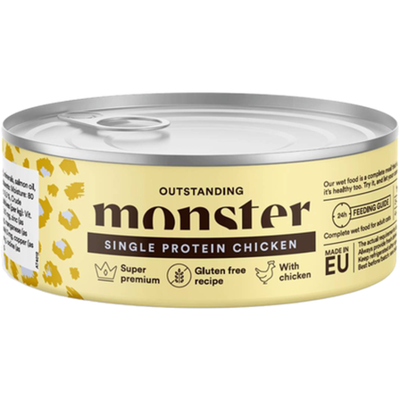 Monster Pet Food - Cat Adult Single Chicken Burk 100 g x 6 - Katt - Kattefôr & kattemat - Våtfôr og våtmat - ZOO.no