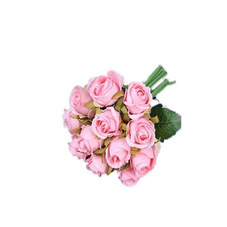 12 st Silkros Konstgjorda Blommor Falsk Bukett rosa