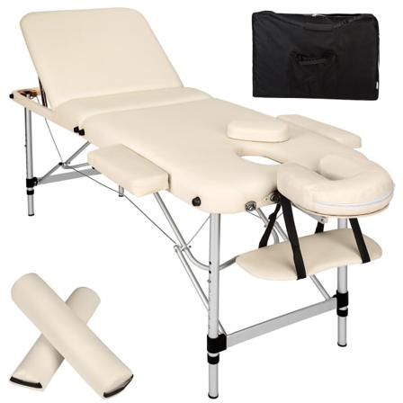 Tectake 3-zons Massagebänk Med 5 Cm Klädsel, Hjul Och Aluminiumr Beige