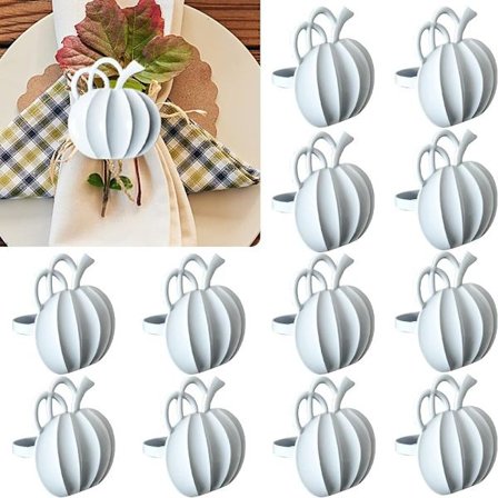 12 kpl Thanksgiving Lautasliina Sormukset Pumpkin Lautasliinapidike Metalli