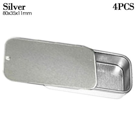 4st Aluminium Plåtburk Kosmetikbehållare SILVER 80X35X11MM