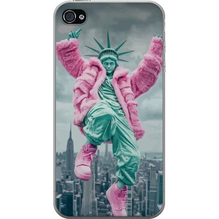 Apple iPhone 4s Läpinäkyvä kuori Frihetsgudinnan-kadunmuoti vaaleanpunaisella turkiksella NYC moderni kaupunkimuoti Vapaudenpatsas upea esteettisyy