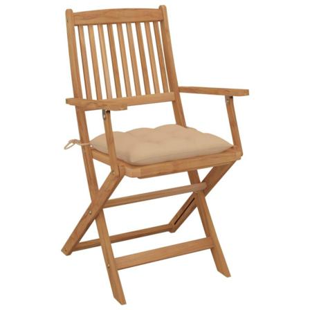 Vidaxl Hopfällbara Trädgårdsstolar Med Dynor 4 St Massivt Akacia Beige