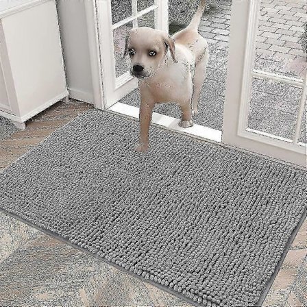 Dørmatte for hund med gjørmete poter, absorberende sklisikker vaskbar, hurtigtørkende mikrofiber, innendørs dørmatte