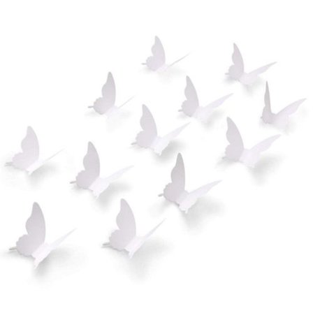 100 stk. 3D Papirvægklistermærker Hvide Sommerfugle Aftagelige Kunsthåndværk
