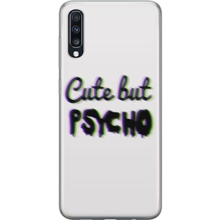 Kompatibel Mobilcover til Samsung Galaxy A70 Rainbow-farvet legetøjsfigur med et glad ansigt og farverige cirkler i en legesyg studieillustration