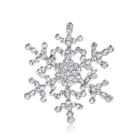 Brosch till Jul / Christmas i Silver Färg - Snöflinga med Kristaller