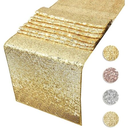 Sequin Bordløpere Gull - 12 x 108 Tommer Glitter Gull Bordløper - Gull Event Festutstyr Stoffdekorasjoner For Høytid Jul Gave Bryllup