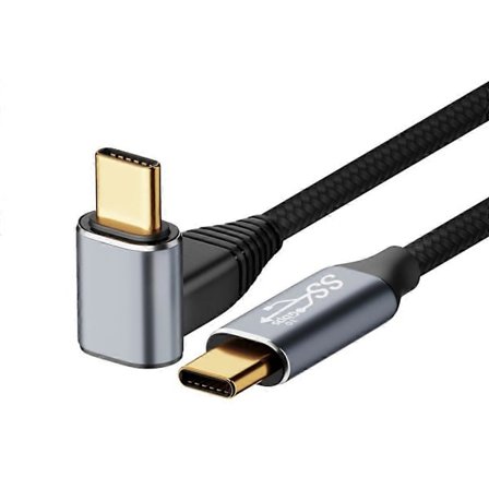100W Typ C till Typ-C USB C Kabel 90 Grader 10G Snabbladdningssladd Rätvinklig